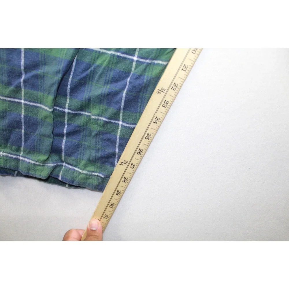 KingSize Men's Pajama Pants Big & Tall 6XL Blue Green Plaid Elastic Waistband